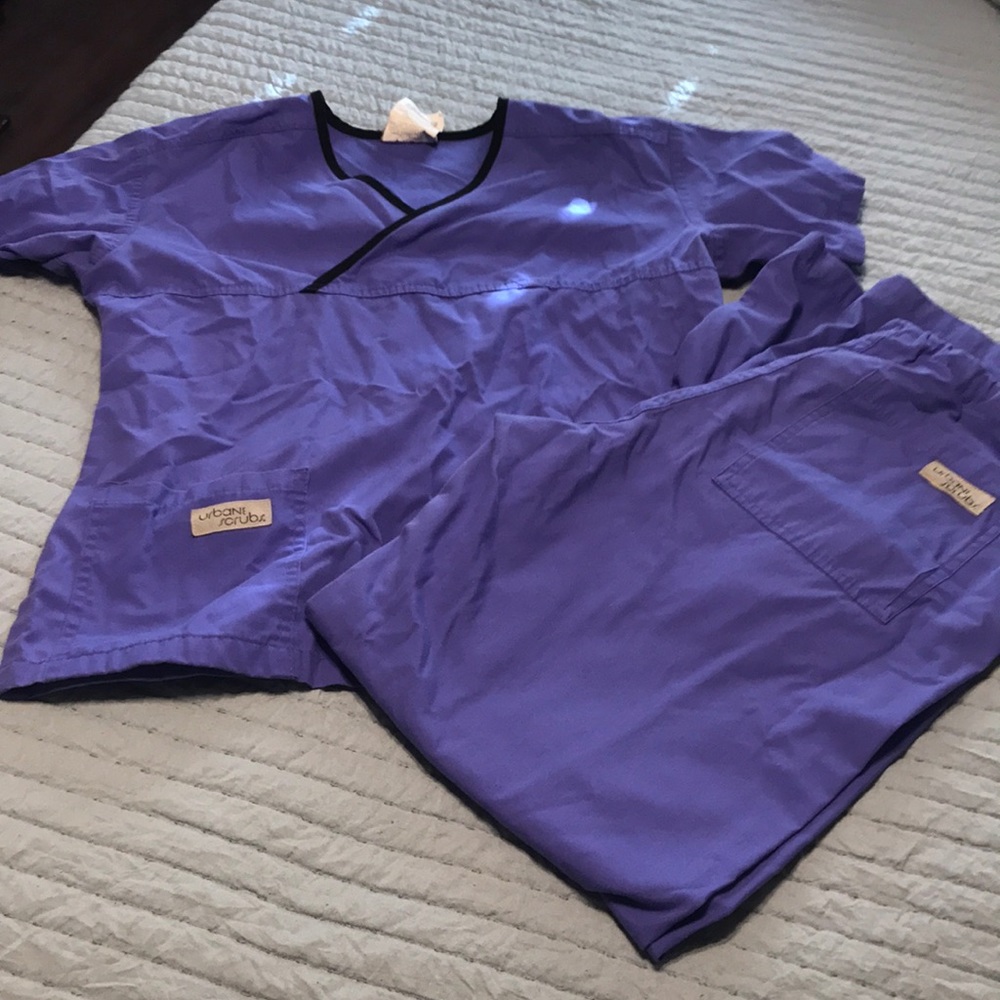 Purple scrub top and pants set